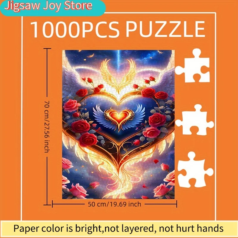 ปริศนากระดาษ DIY, หัวใจในฝัน, กุหลาบ, ปีก ปริศนาสำหรับผู้ใหญ่, เหมาะสำหรับตกแต่งห้องนอน, ปริศนาเดทสุดโรแมนติก, ปริศนาของขวัญสำหรับคู่รัก