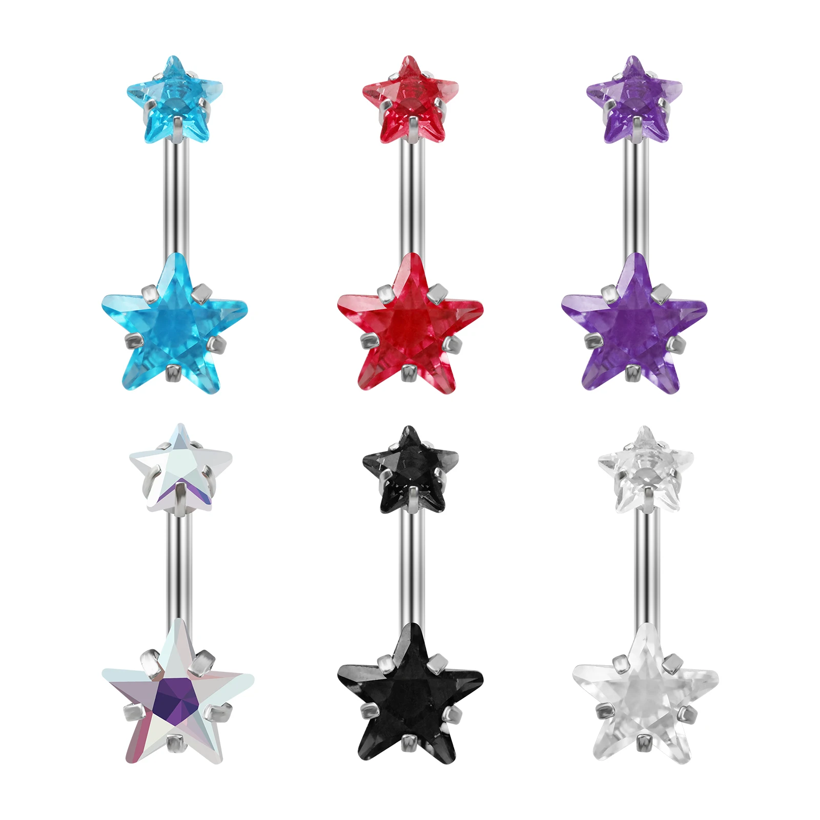 1PC Pentagram Zircon Belly Ring Stainless Steel Bellybutton Piercing Belly Nail Creative Sexy Piercing Jewelry