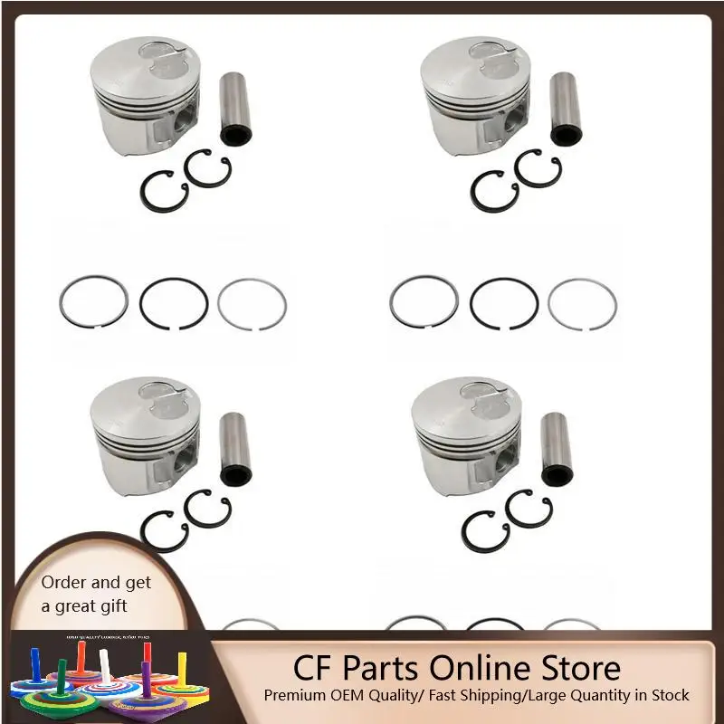 

New 4 Sets STD Piston Kit With Ring 129901-22080 Fit For Komatsu 4D94E Engine 94MM