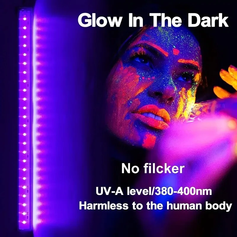 Barra luminosa nera UV 1ft per stanza, armadietto, decorazioni natalizie di Halloween, vernice per il corpo, Poster, arazzo fluorescente, festa