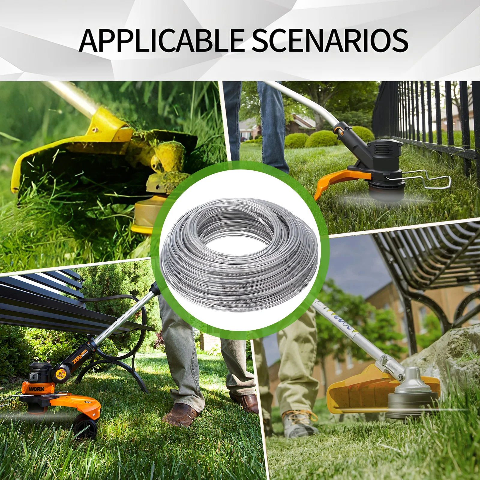 COSY 5M/10M/15M Stahldraht Nylon Rasentrimmer Linie Freischneider Trimmer Seil Rasenmäher Kabel Lange Runde Rolle Gras Ersatz