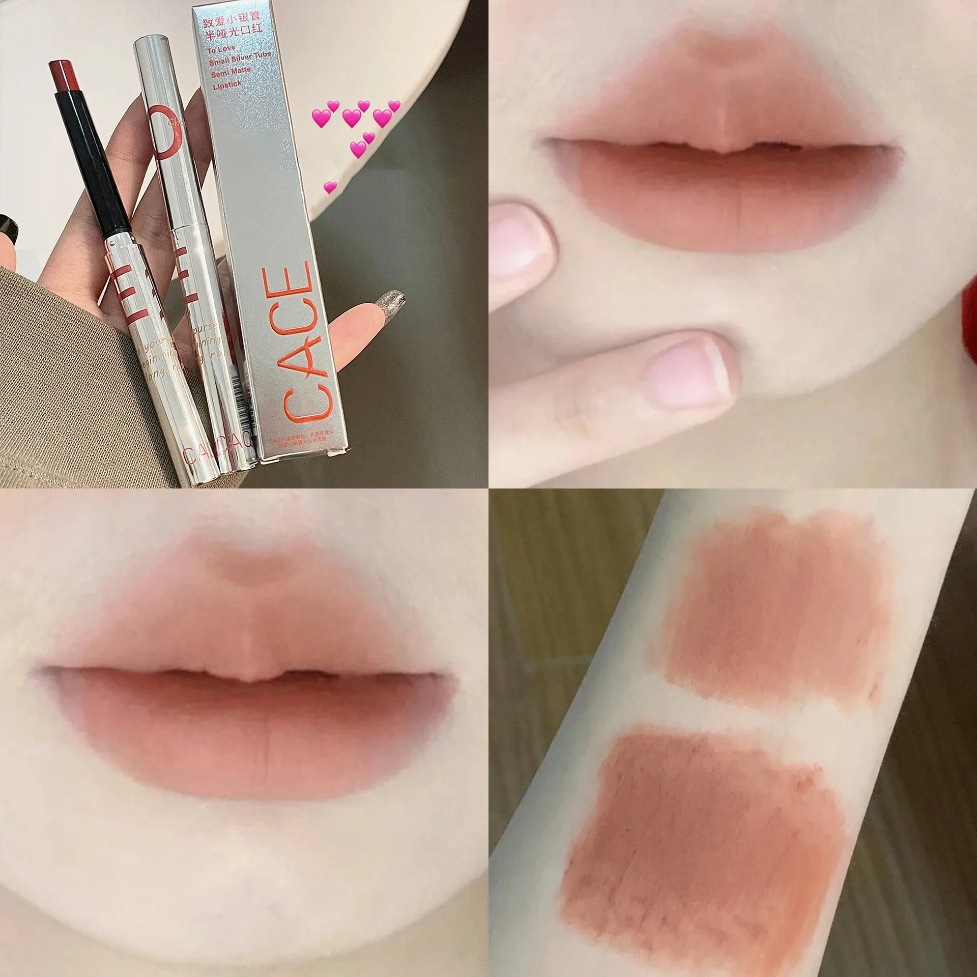 Lápiz labial Retro rosa, hidratante mate, resistente al agua, tinte de labios rojo Sexy, pigmento antiniebla, bálsamo labial de barro, tubo delgado, maquillaje de labios cosmético