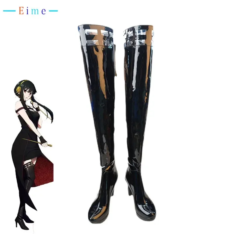 Yor Forger Cosplay Shoes High Heel PU Leather Shoes Anime Cosplay Boots Halloween Carnival Prop Custom Made