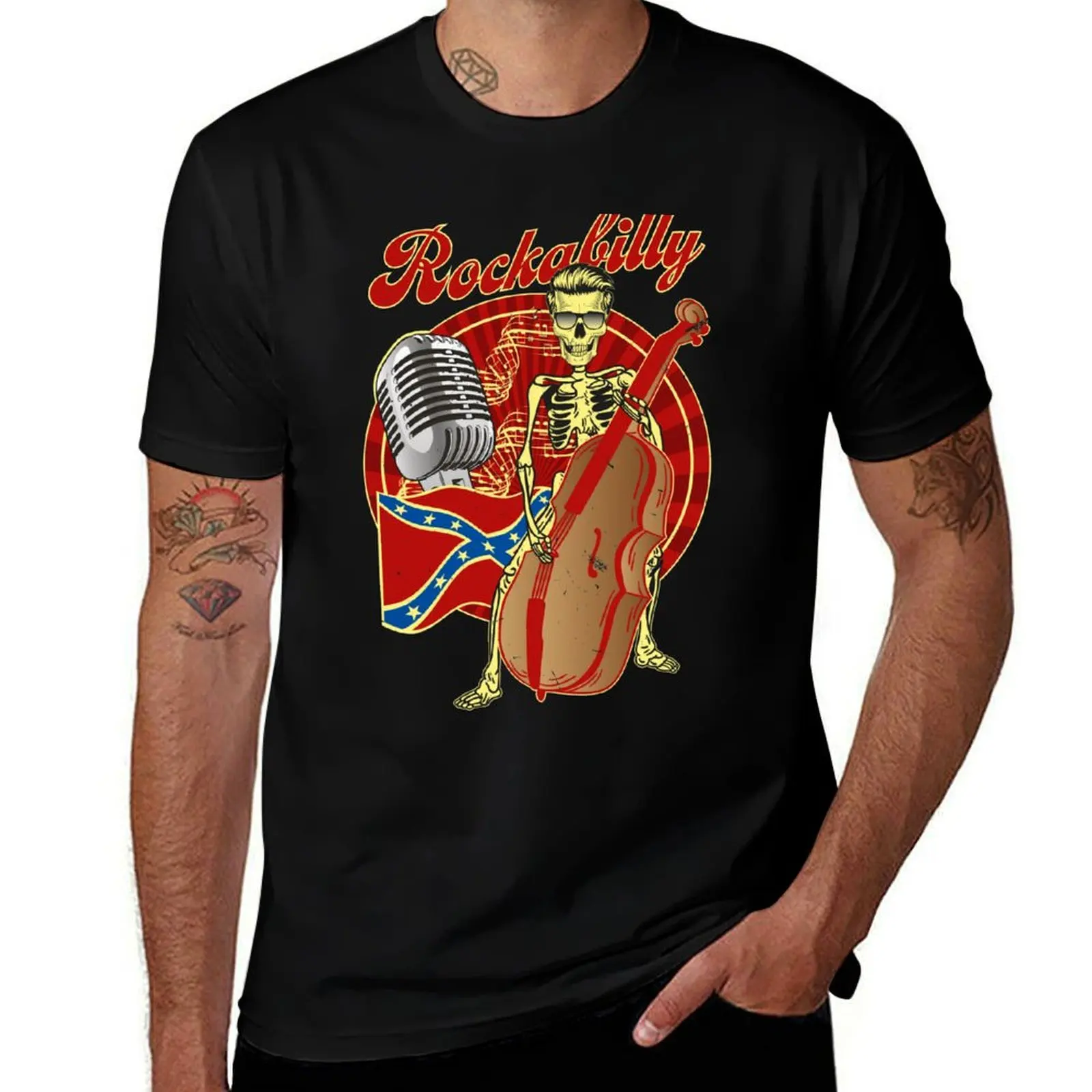

Rockabilly t t shirts T-Shirt shirts shirt Southern man man 100% graphic t States man cotton luxury Bass Skull