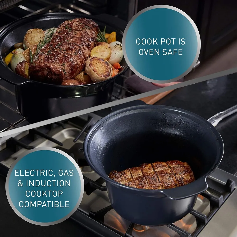 Slow Cooker with Digital Timer and Programmable Controls, 5.3 Quarts,Stainless Steel,Ceramic cooking surface is 11x more durable