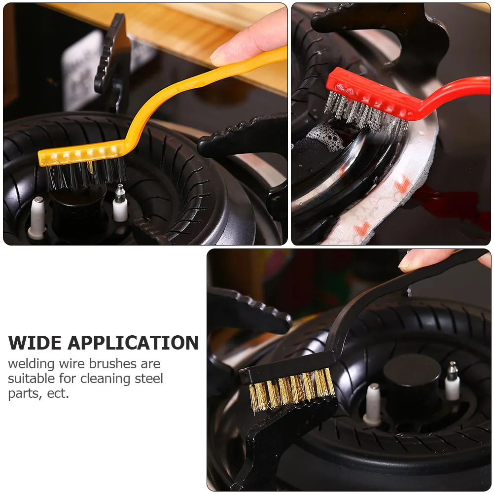 

3pcs Wire Brush Set Rust Removal Cleaning Tools Stainless Nylon Small Size Grinding Tools Motor Door Window Brushes