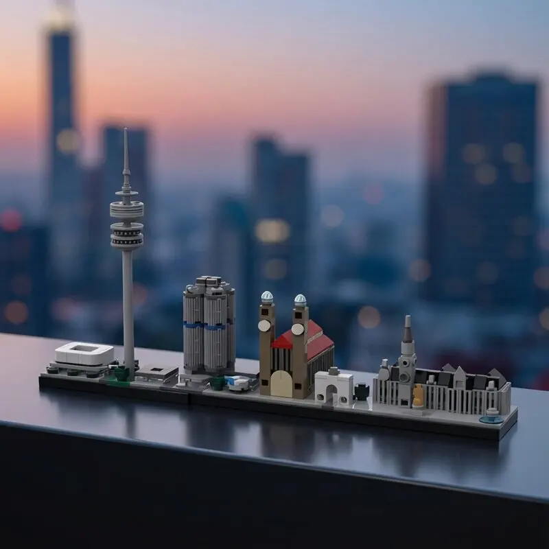 Alemania, Múnich, modelo de la arquitectura urbana, vista de la ciudad, set de bloques de construcción MOC, regalo de cumpleaños para niños, colección de juguetes para adultos.