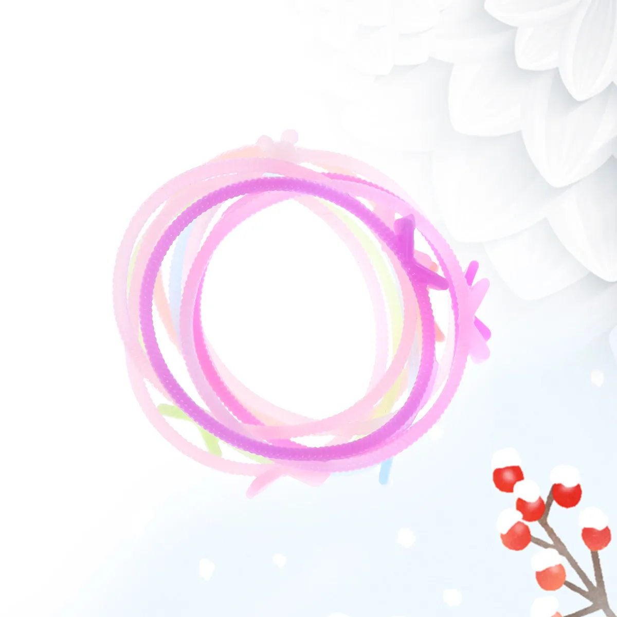 

2Pcs Luminous Silicone Bow Shape Hairband Unisex Men Women Elastic Hair Tie Wristband Hair Accessories Ponytail Holder Night