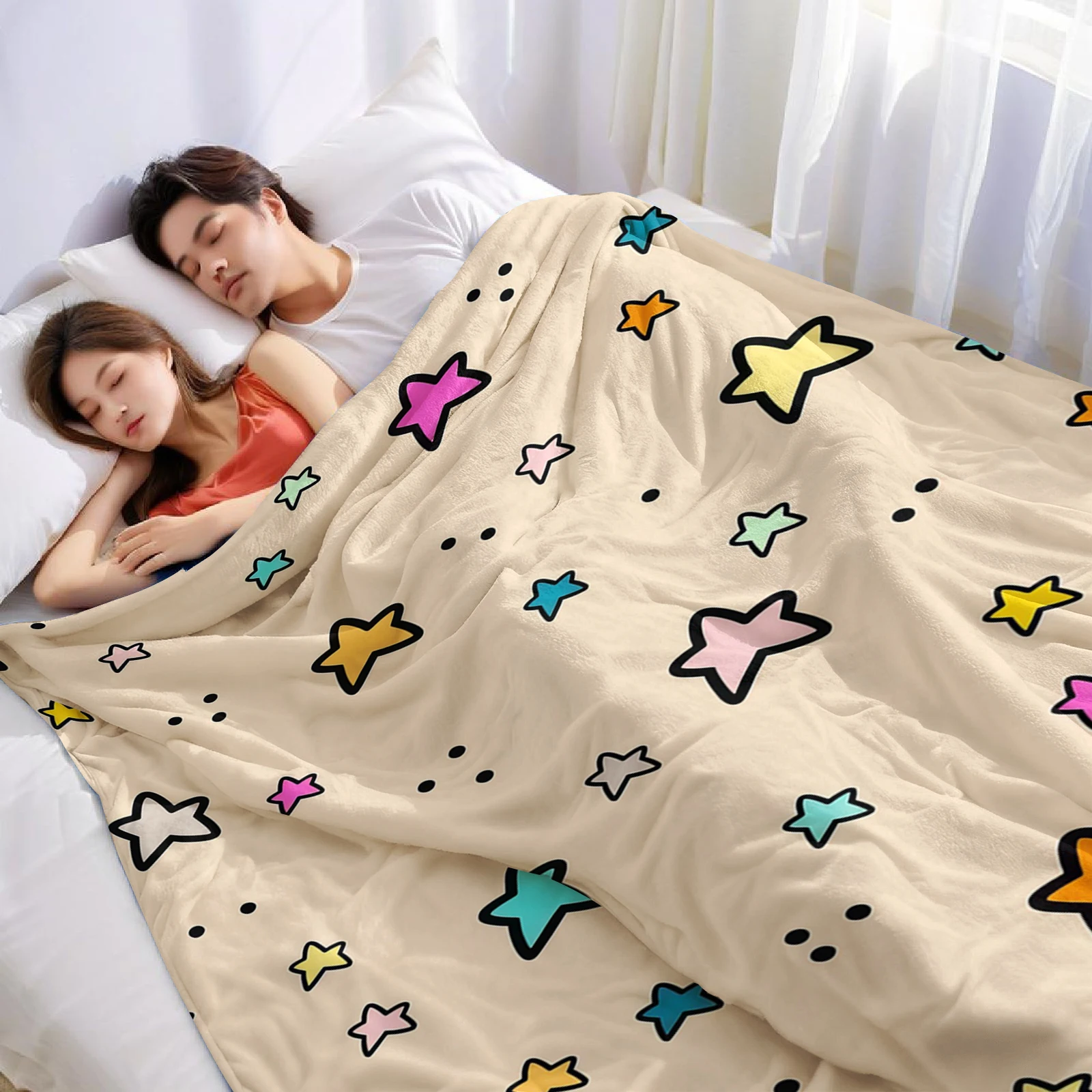 Starry Sprinkle Christmas Fleece Throw Blanket Soft Warm Cozy Xmas Home Decor for Bed Sofa Couch Holiday Present