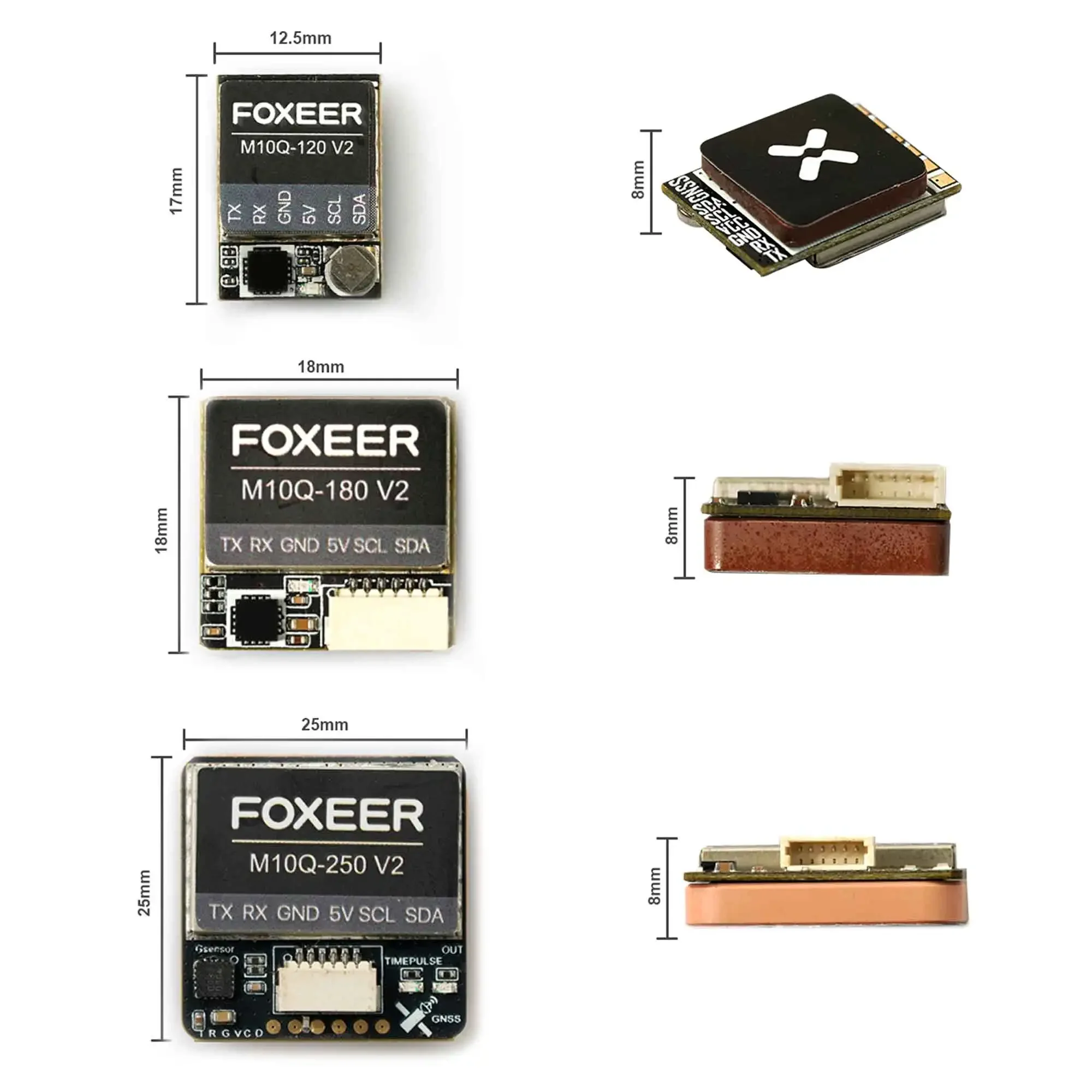 

FOXEER M10Q V2 120/ 180/ 250 GPS IST8310 Compass Ceramic Antenna Bilid-in Battery Input Voltage 5V for RC FPV Drone