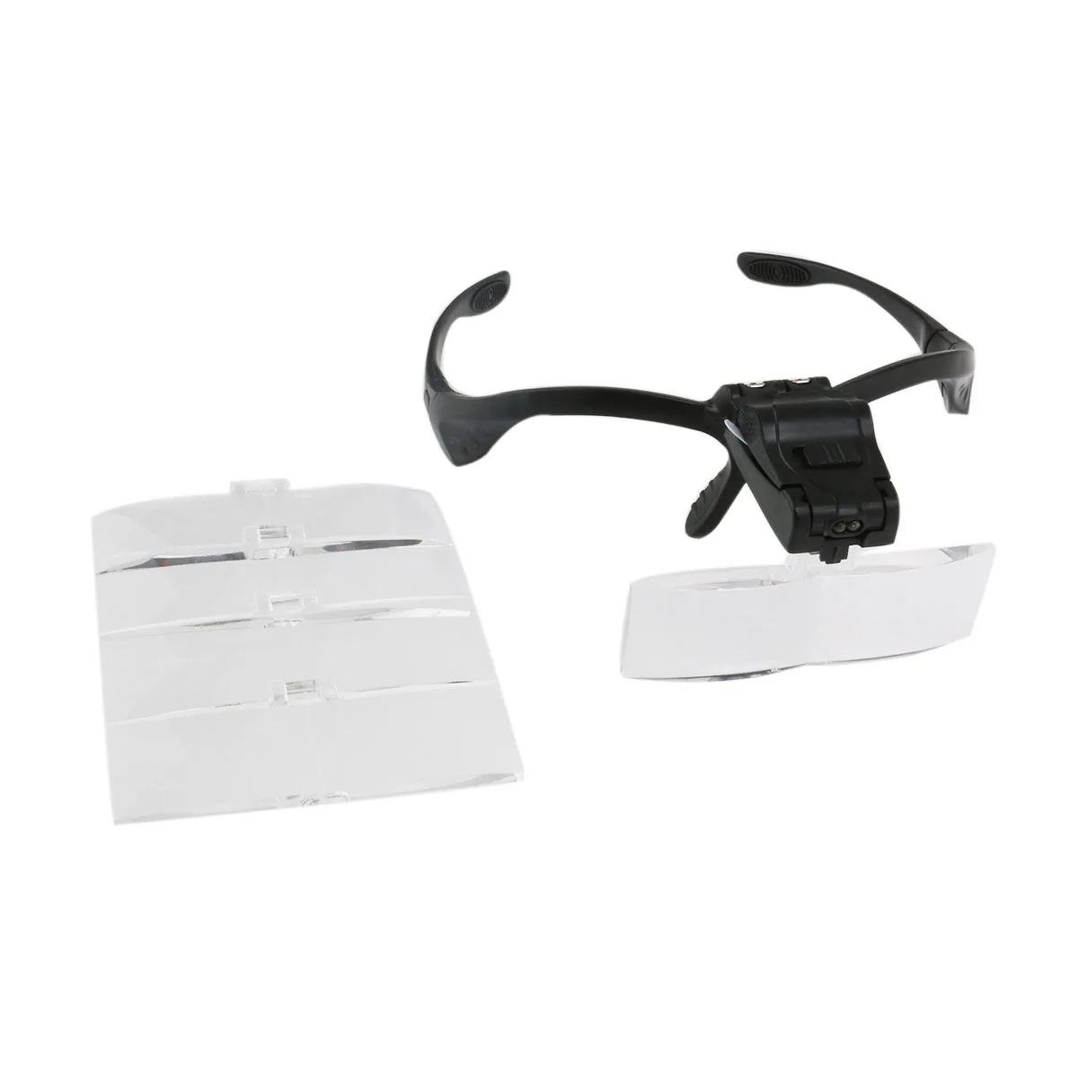 

Led Light Jewelry Magnifier Visor 5 Lenses 1.0-3.5X Adjustable Brightness 30Hr Repair Crafts Reading Black