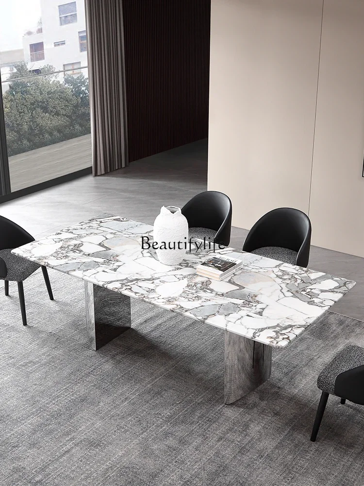 

-Marble dining table modern minimalist Italian minimalist light luxury Nordic style