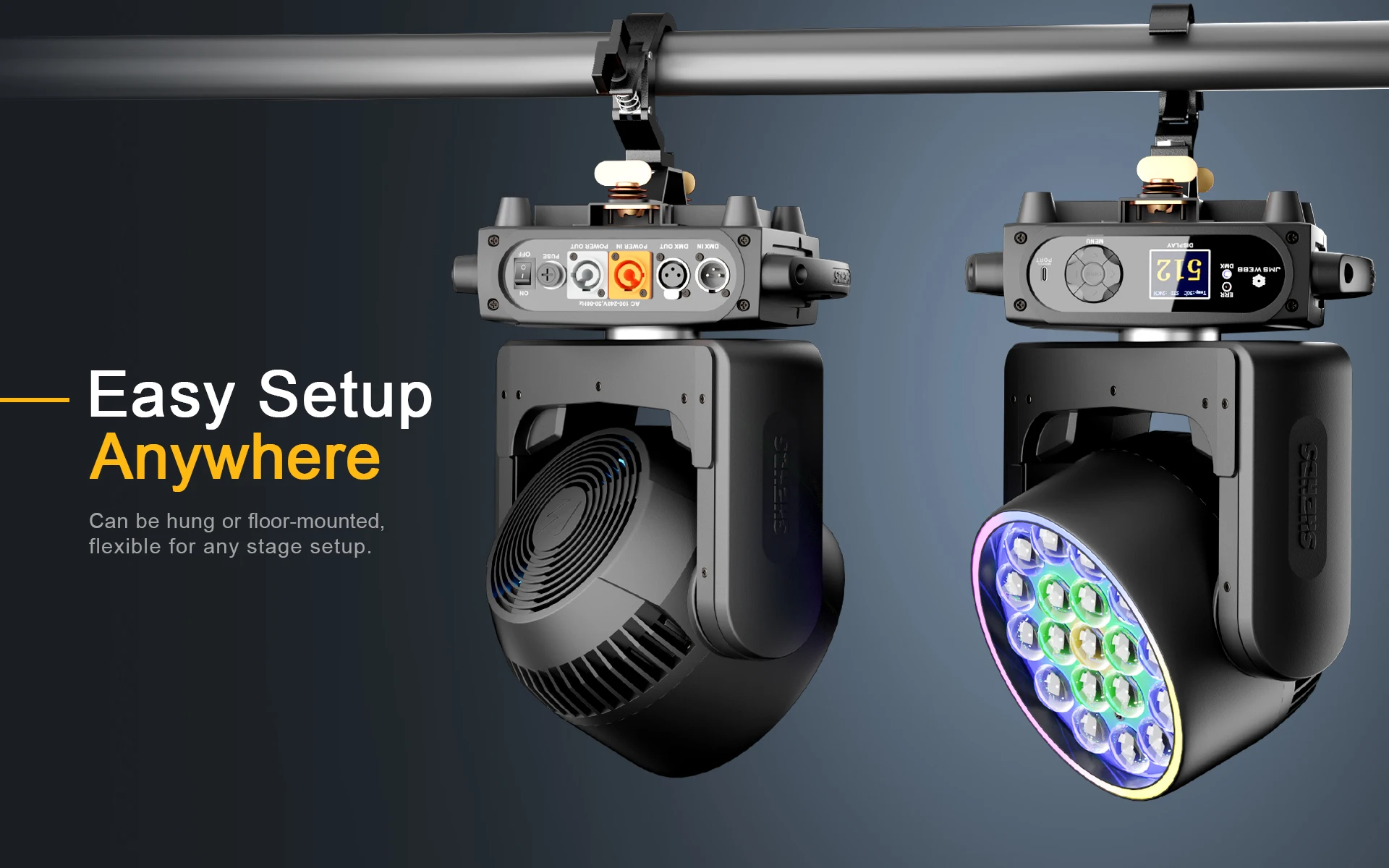SHEHDS 1/2 Stück 19x15W RGBW LED Moving Head 19x25W Beam Wash Geräuscharmer Bühnenlichteffekt Professionell für DJ Disco Hochzeit Party 2 Jahre Garantie – Detail 17
