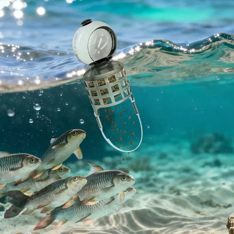 

5PCS Fishing Bait Trap Cage with Float Ball Lead-Free Fish Feeder Basket Automatic Bait Flipping and Feeding Device for Fishing