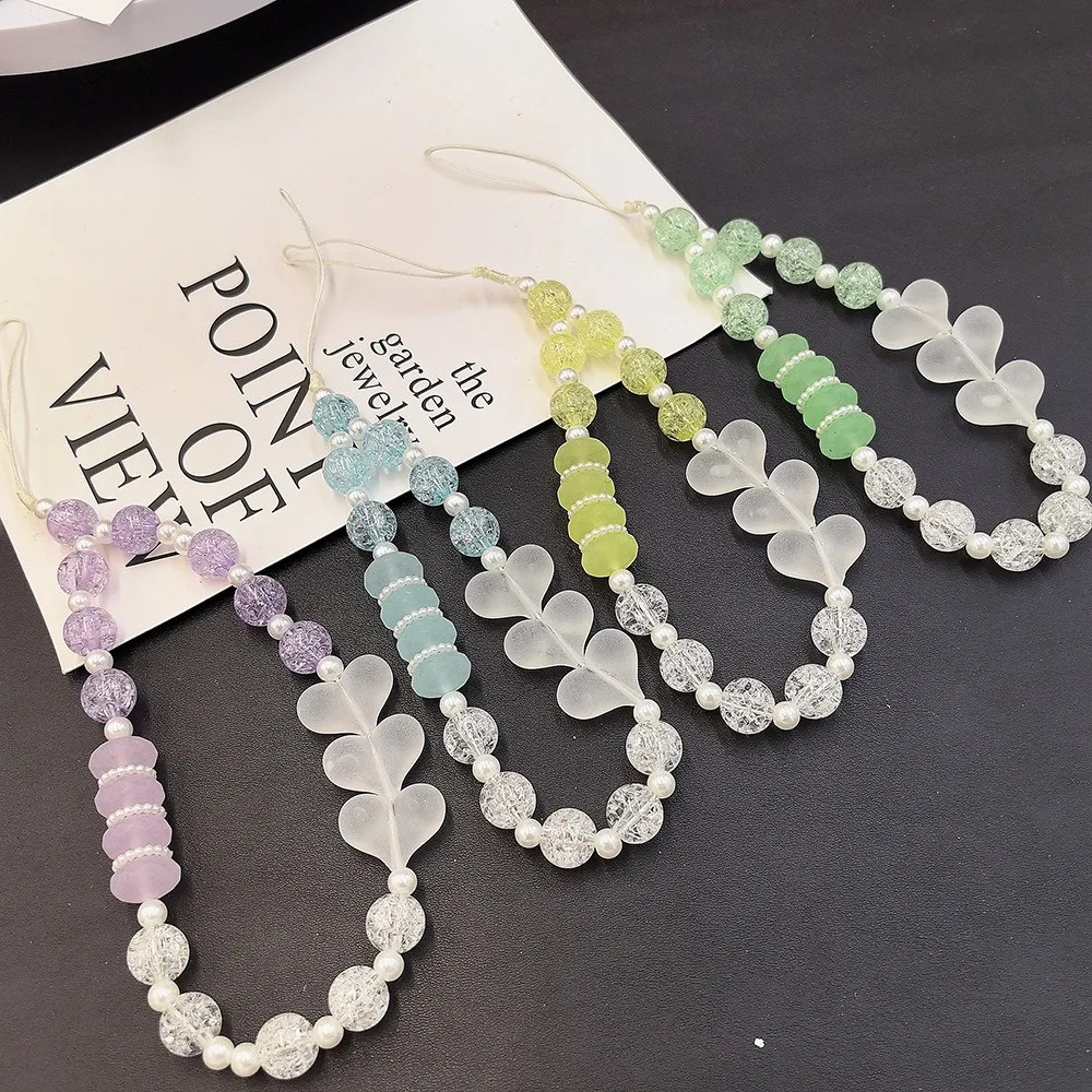 

New For Mobile Phone Chain Hand Frosted Heart Shaped Beaded Bracelet High End And Versatile Camera Lanyard Chain Keychain Bag