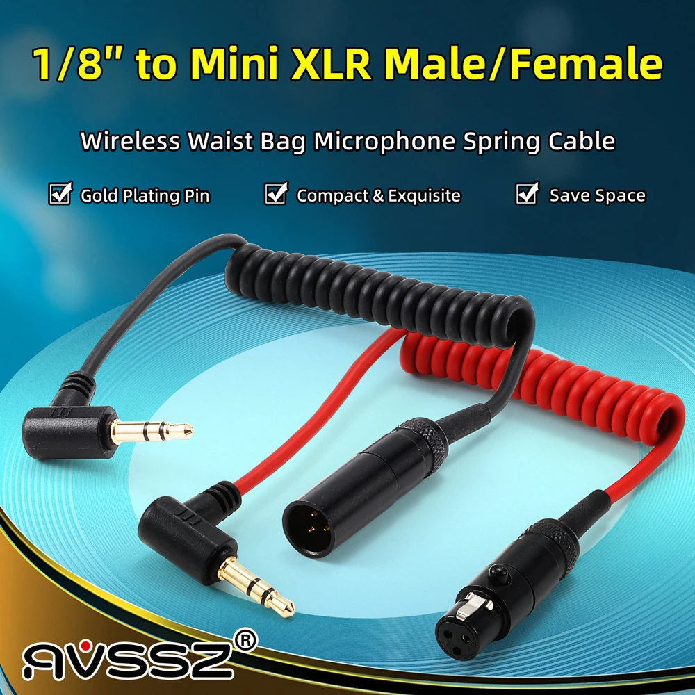 AVSSZ Jack 3.5 mm to Mini XLR Spring Cable, 1/8″ to Tiny XLR Plug Audio Lines, for Camera Mixers Wireless Microphone Receivers