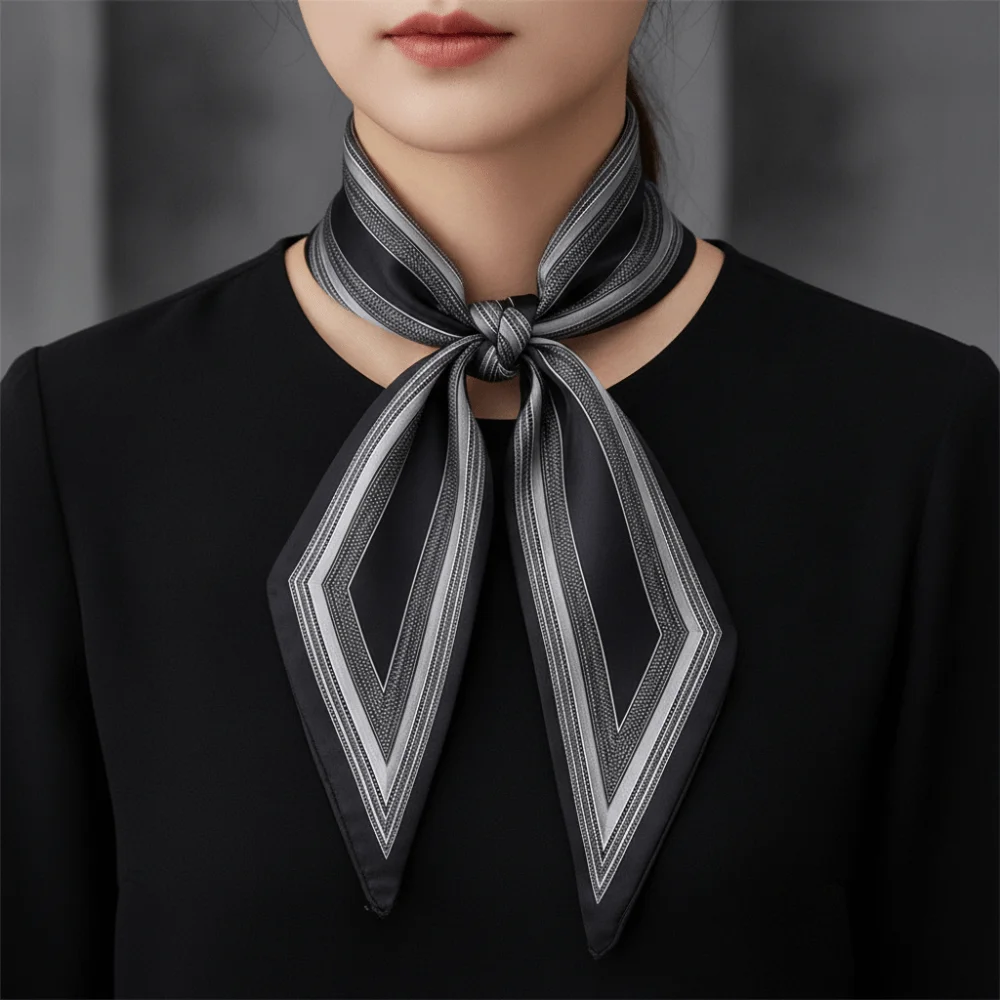 Fashion Polka Dot Print Women Scarf Silk Feeling Soft Stain Bag Tie Scarf Hairband Style Long Length Neckerchief For Lady
