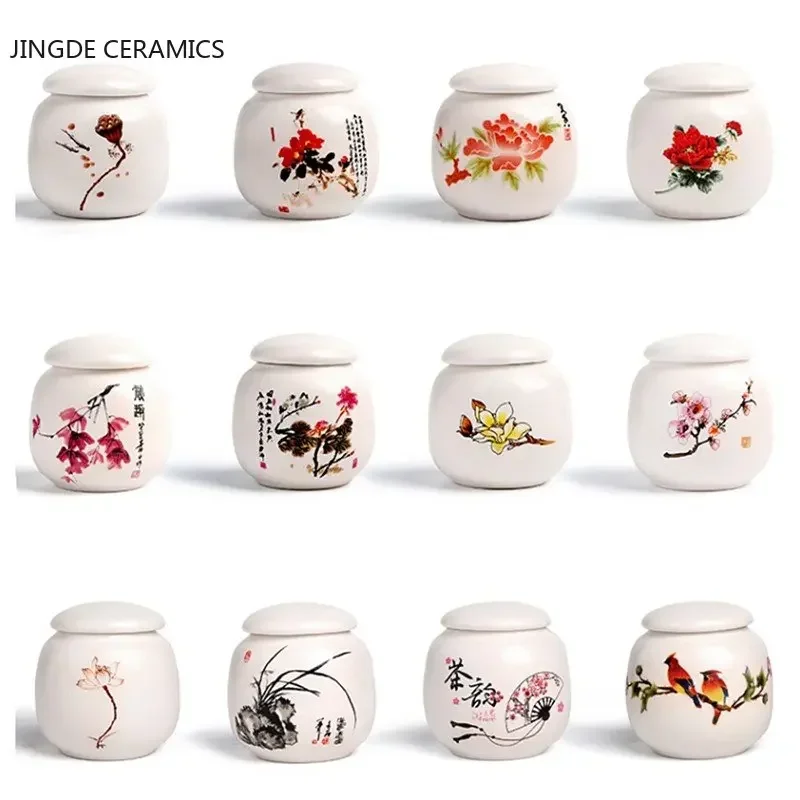 Mini Ceramics Tea Caddy Tieguanyin Tea Storage Tank Travel Portable Sealed Tea Jar Coffee Container Household Storage Tanks