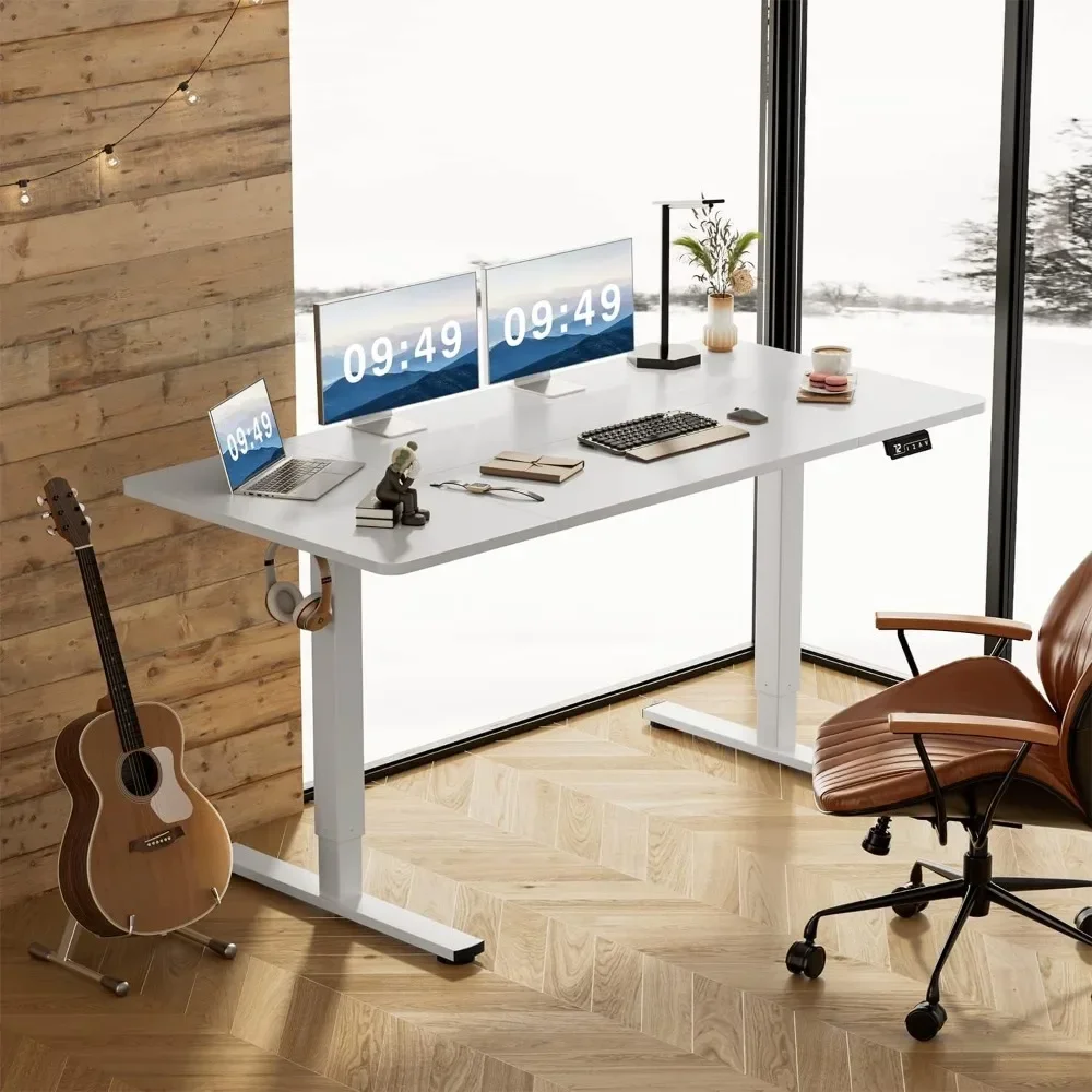 Electric Height Adjustable Standing Desk Large 63 x 24 Inches Sit Stand Up Desk Home Office Computer  Memory Preset