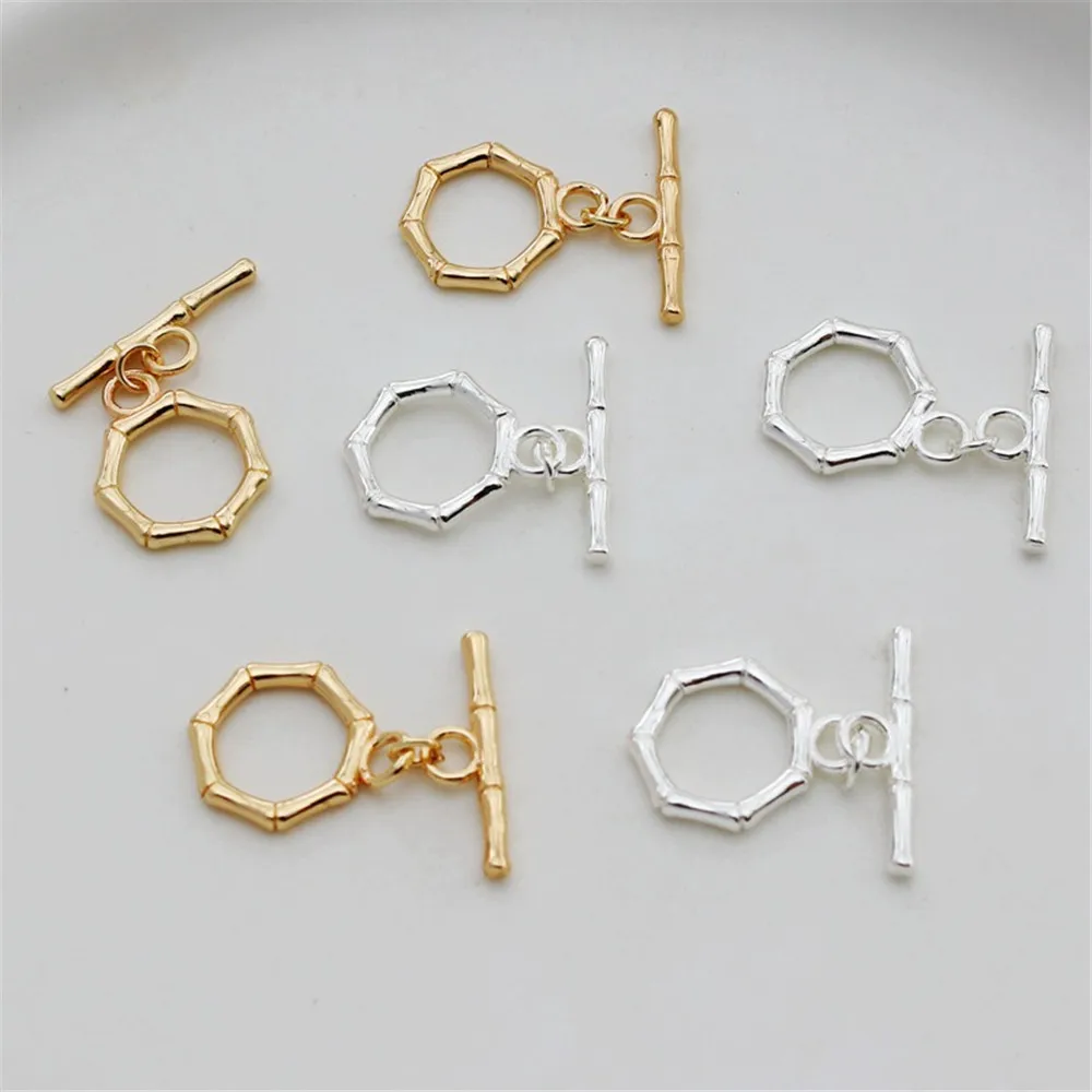 Bamboo Connection for DIY Jewelry, 14K Accessories, IQ Buckle, OT Buckle, Finishing, Silver 14K, 13mm