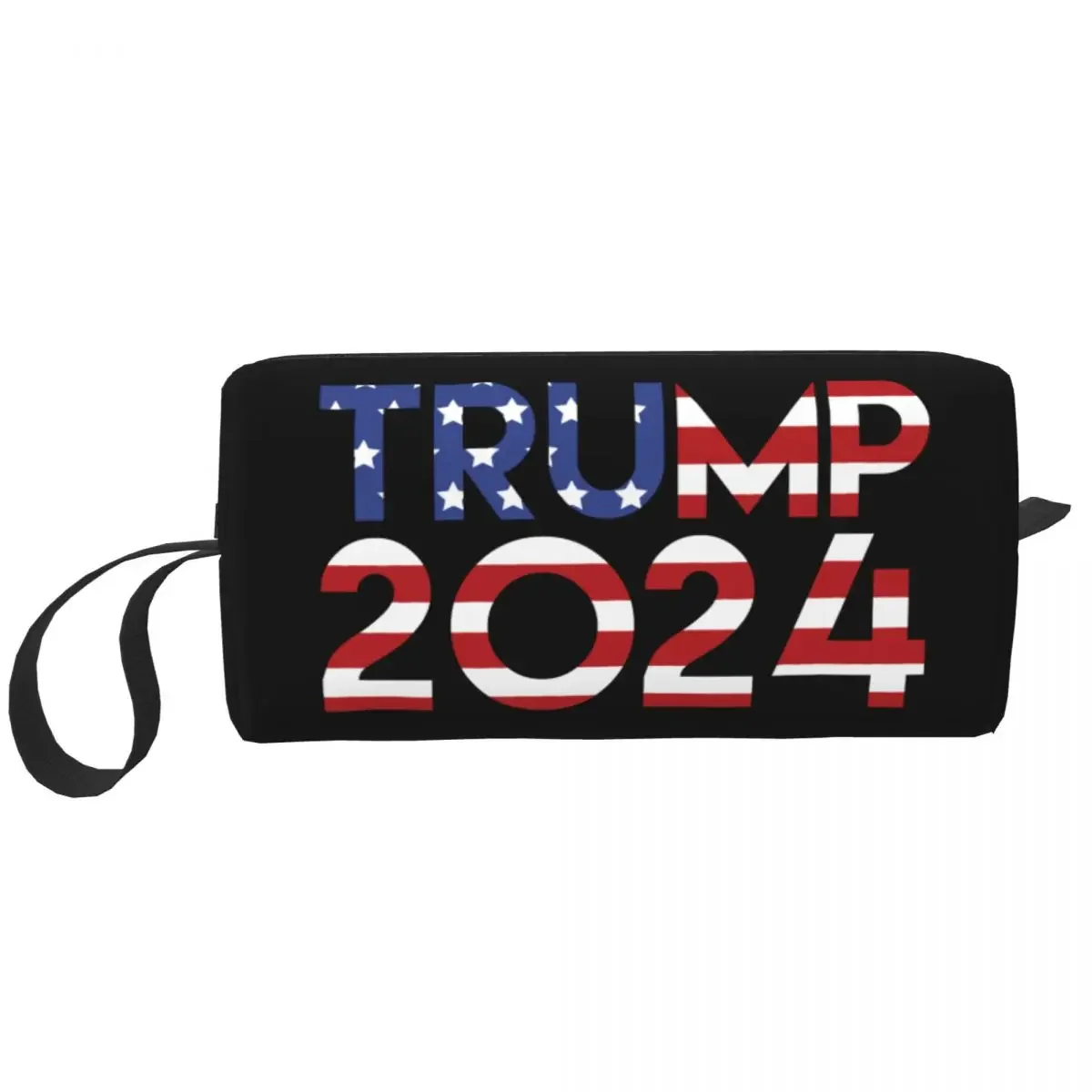 Trump 2024 MAGA Makeup Bag Women Travel Cosmetic Organizer Cute USA Flag Storage Toiletry Bags