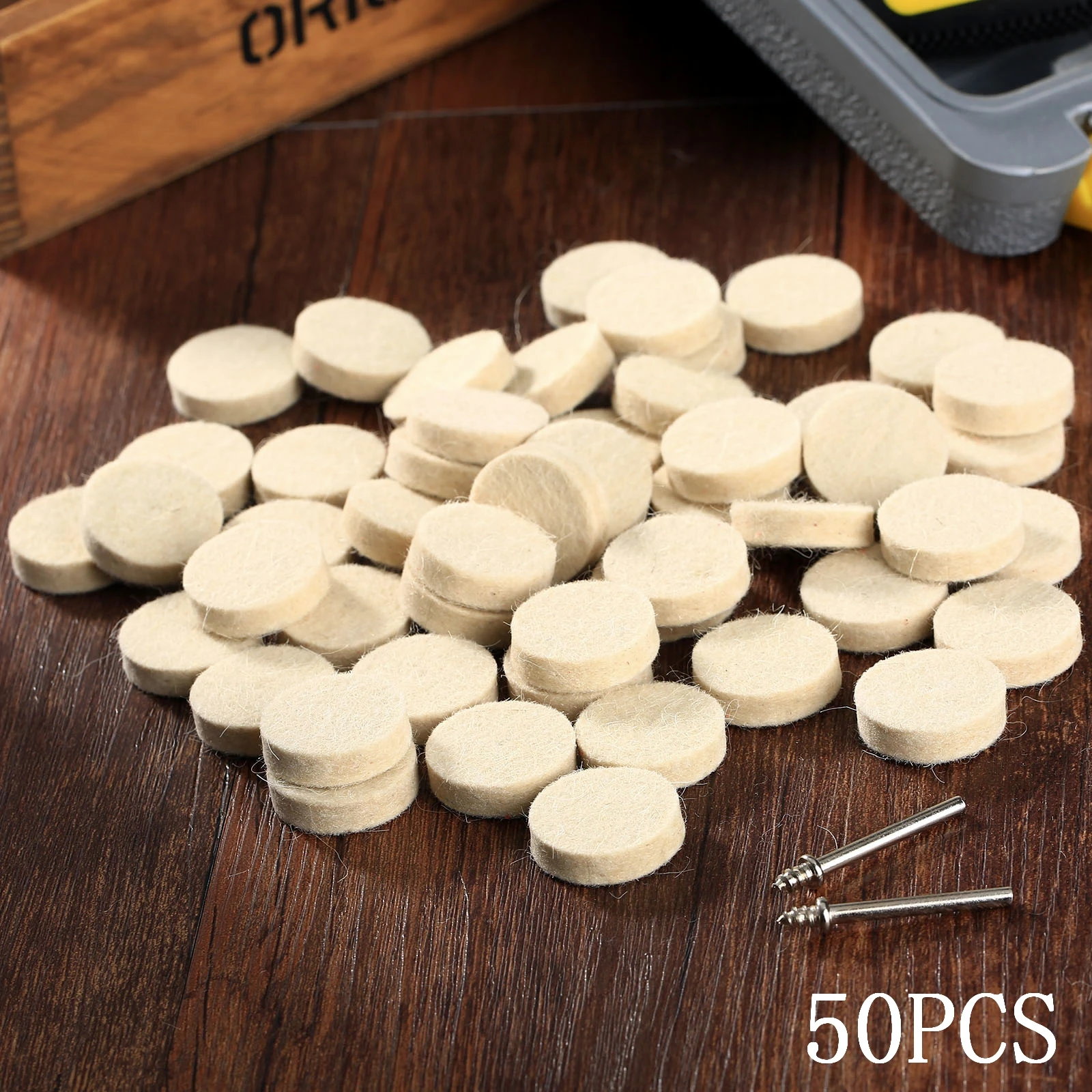 50Pcs 25mm Grinding Polishing Pad For Metal Wood Wool Felt Polishing Buffing Wheel 2Pcs 3.2 Mm Shanks For Dremel Rotary Tool