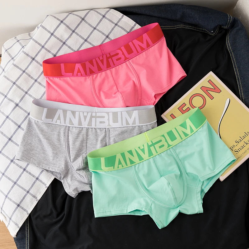 3pcs/lot Lanvibum Men's panties cotton comfortable sexy breathable Boxers