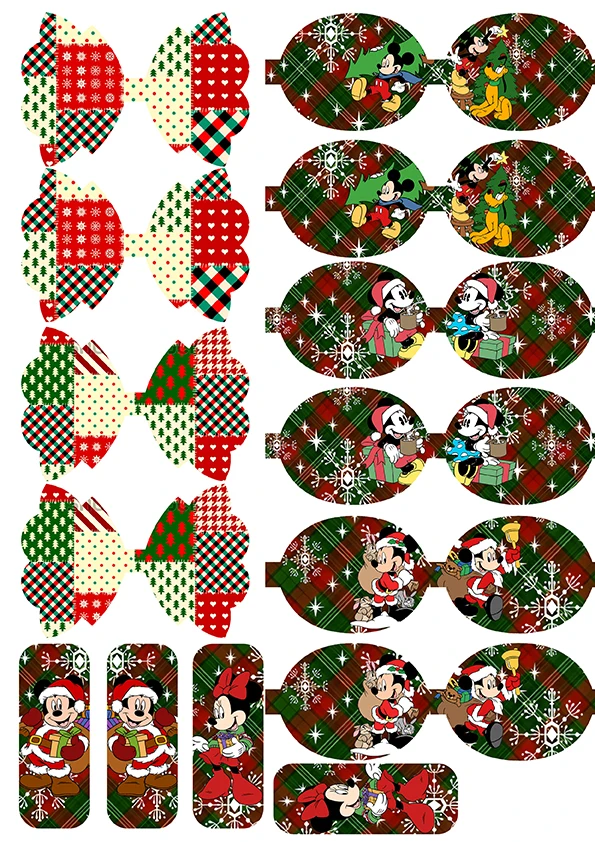 30x22cm Christmas Disney Mickey Xmas Bowknot Shape Faux Leather Sheet Crafts DIY Handmade Kids Hair Bow Materials Decoration