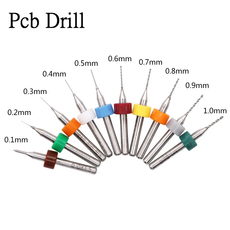 10pcs/Set  PCB Drill  Bits Mini CNC Drilling Bit Set Tungsten Steel Carbide Print Circuit Board Drill Bit For PCB Board