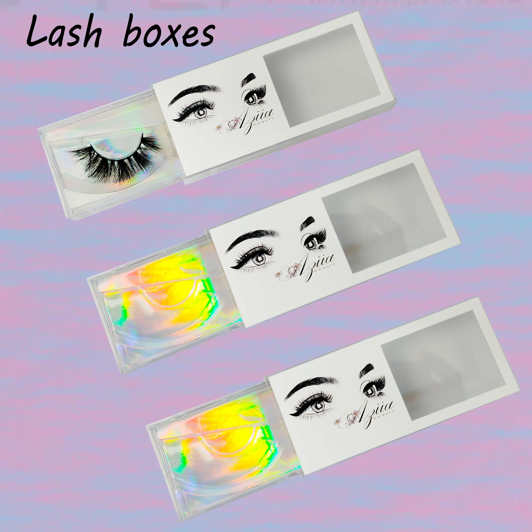 Wholesale Eyelash Boxes Package CustomizeLash Packaging Case Own Brand Sliding Wholesale 3d False Mink Lashes Plastic Box Makeup