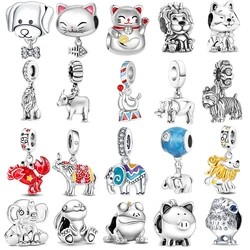 925 Sterling Silver Zodiac Animal Auspicious Charms Pendant Fit Original Pandora Bracelet Charm Bead Necklace Diy Female Jewelry