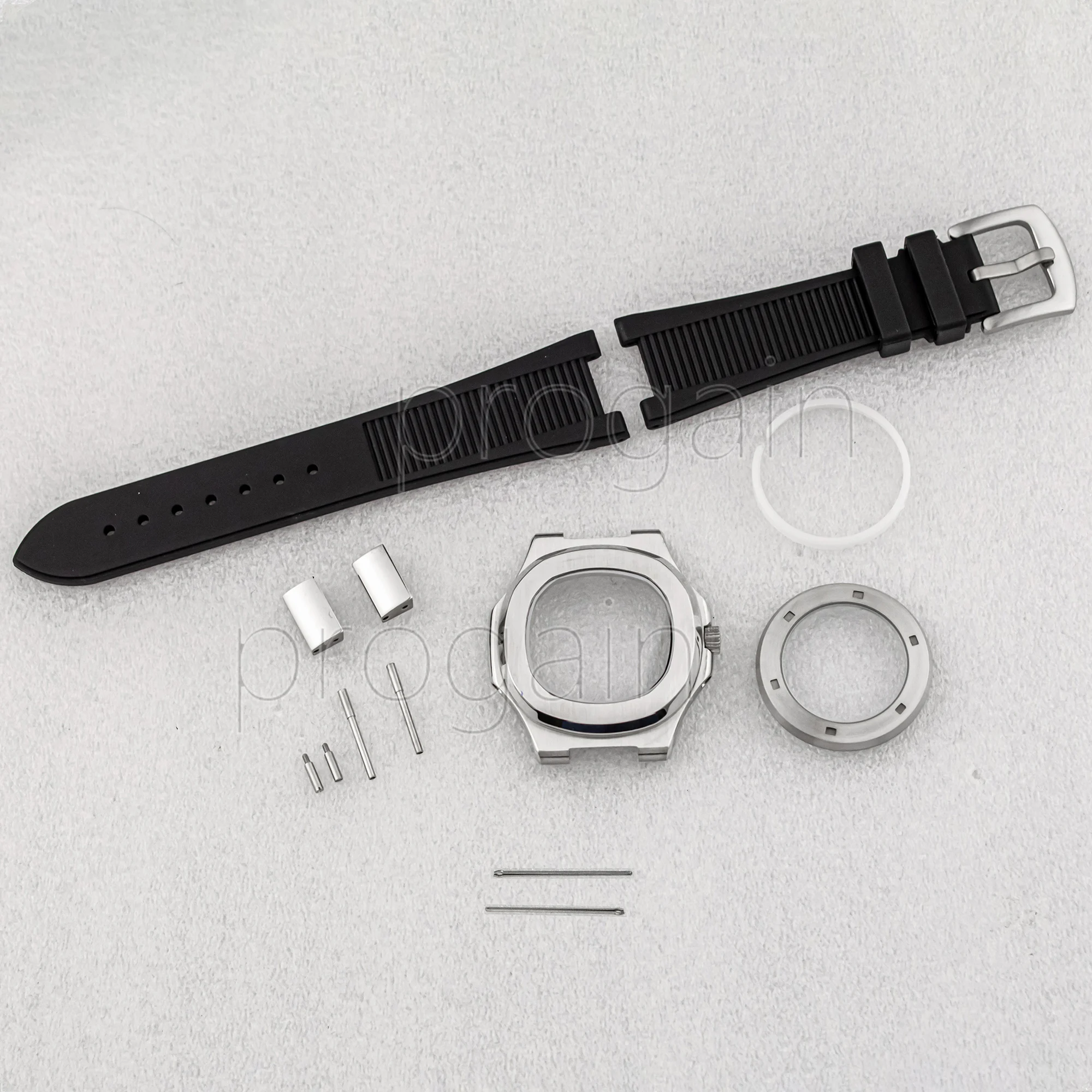 

NH35 Case Rubber Strap 25mm Watch Band Watchcase for NH35/NH36/NH38/4R Movement Nautilus Case Stainless Steel Sapphire Glass