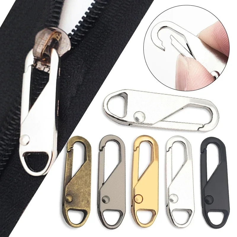 

10pcs Detachable Zipper Puller Luggage Backpack Jacket Clothes Metal Zipper Universal Replacement Tab Zippers Head DIY Sewing