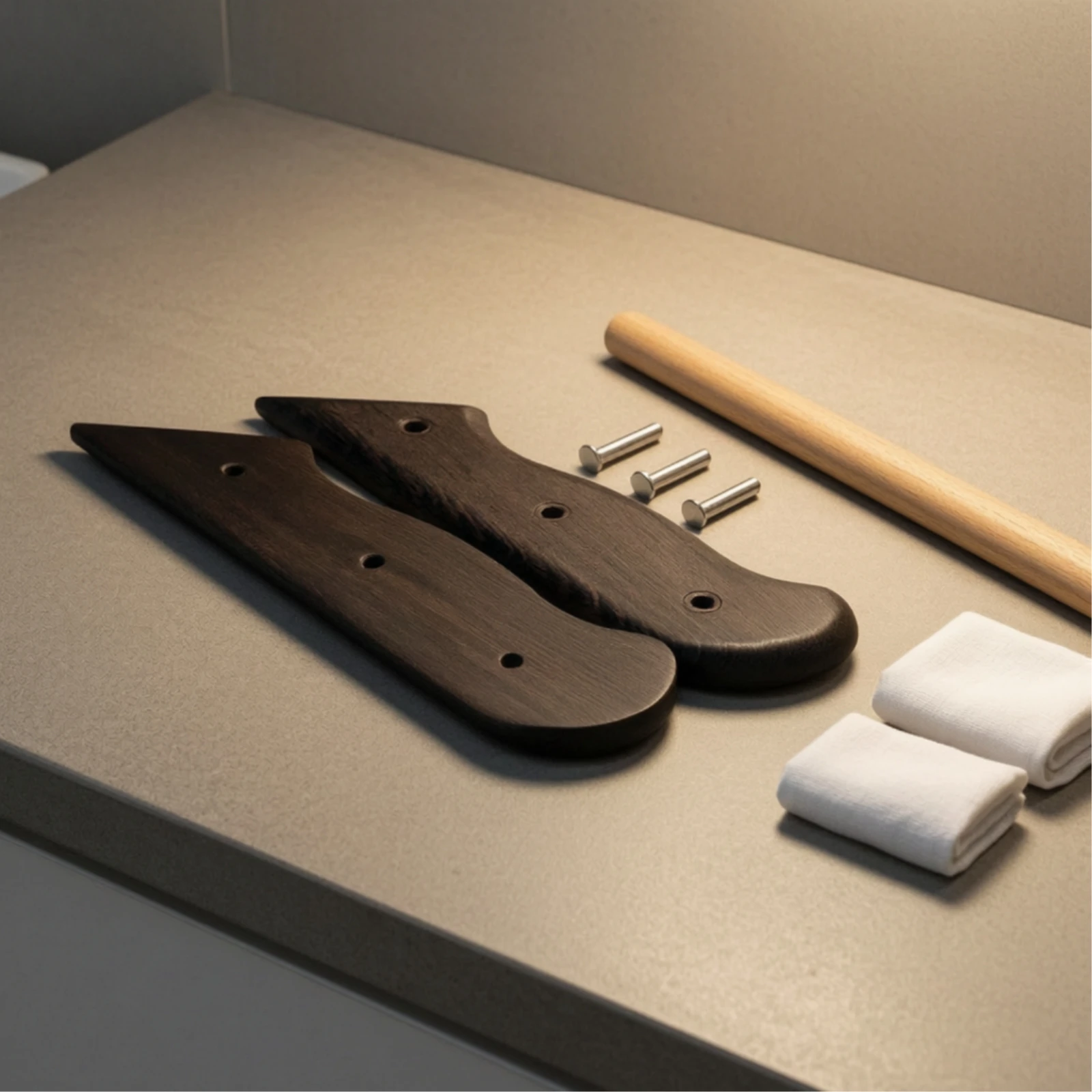 Wooden Blade Grip Tapered Wood Handle Material Blade Handle Blank Natural Grain Hardware Custom for DIYers
