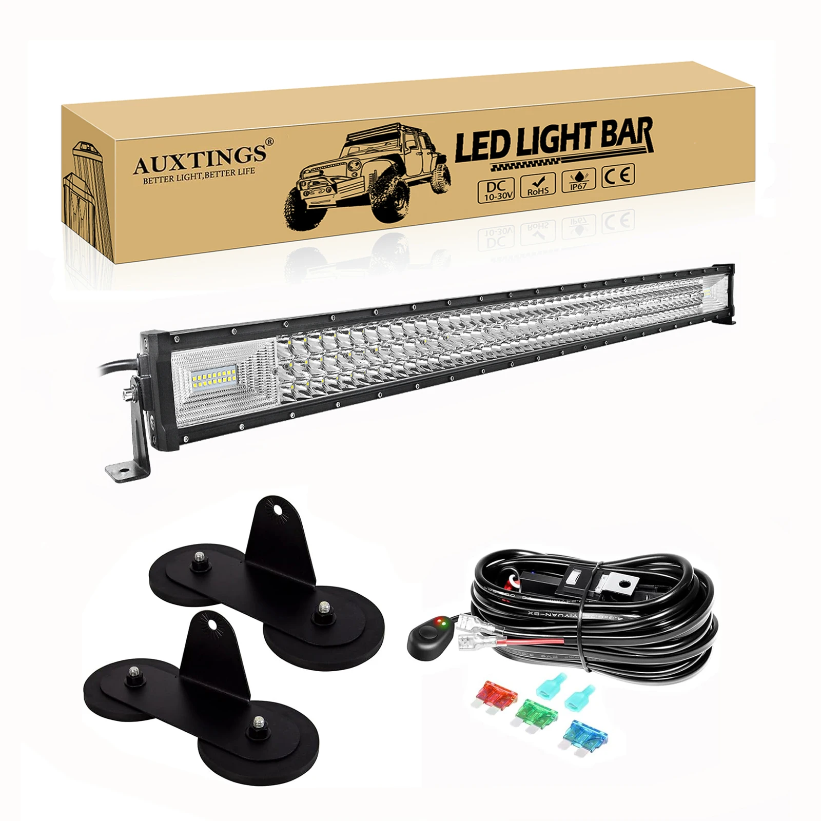 

7D 22 - 52in Straight 270W-675W Off Road LED Light Bar with Strong Magnet Brackets Wire 12V 24V Led Bar for SUV Truck 4x4 Boat