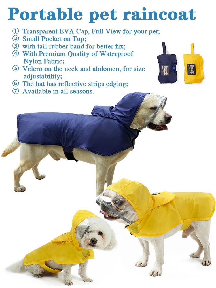 

Four seasons portable pet raincoat light breathable soft waterproof clothes rain poncho dog rainy day supplies puppy accessories