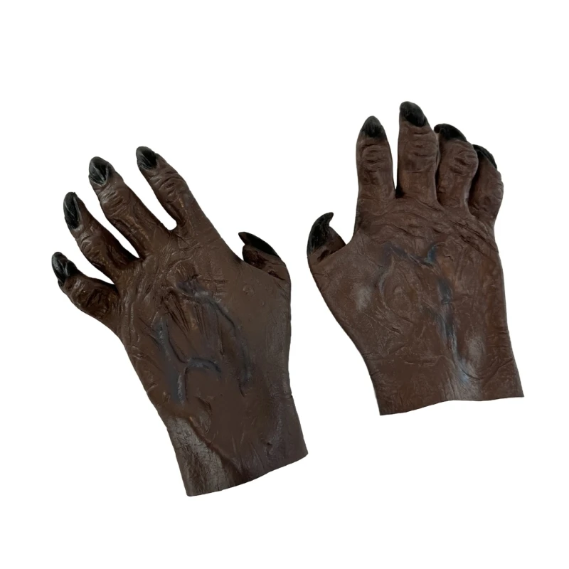 Halloween Gloves Shoe Covers Latex Hand/Foot Costume Animal Wolf Cosplay Costume Unisex