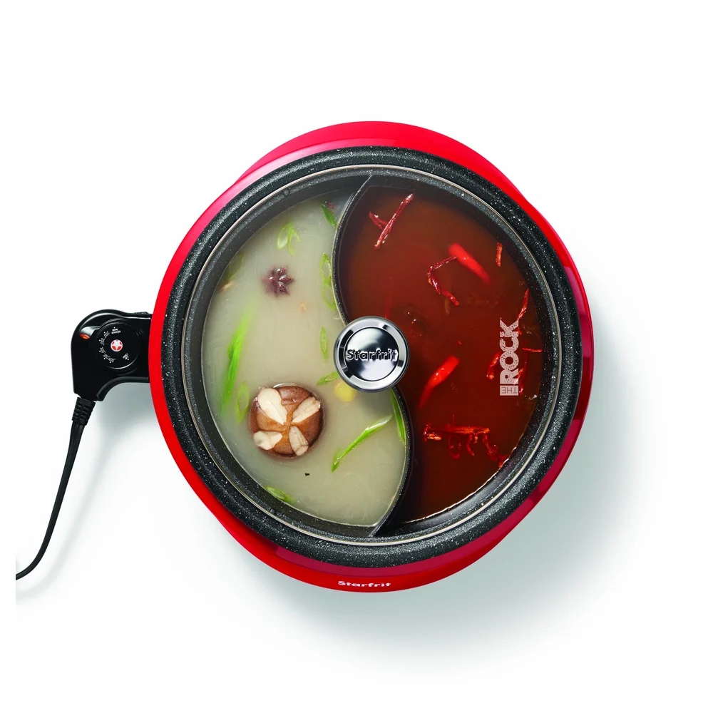 Dual-Sided Electric Hot Pot 3.2 Quart Nonstick Cooking Pot with Tempered Glass Lid Adjustable Temperature Control Easy to Clean