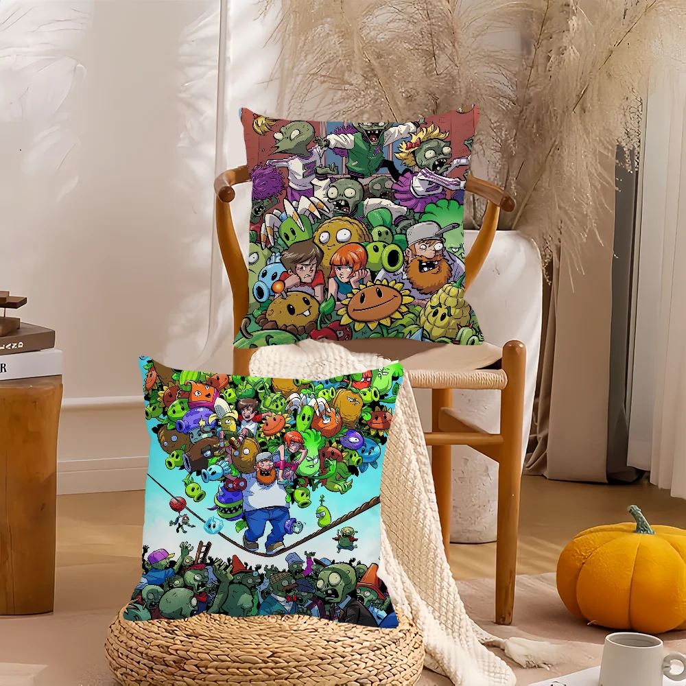 لعبة P-Plants vs. Z-Zombies كيس وسادة ديكور المنزل غطاء وسادة مناسب لغرفة النوم وأريكة مكتب السيارة #1