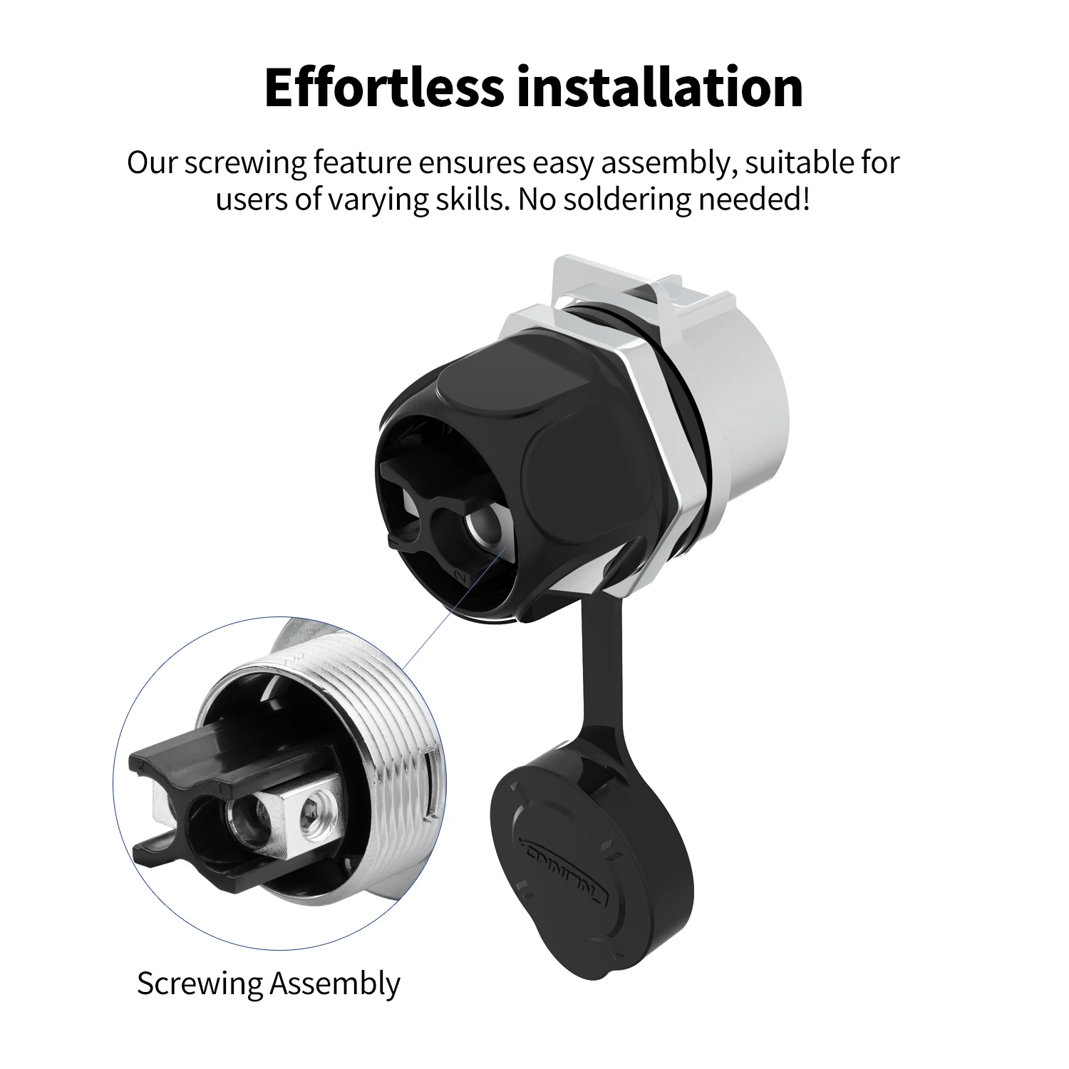 CNLINKO LP28 Screw Locking Waterproof Connector 2Pin 3Pin Screw-in Industrial Connector 50A High Current Quick Connect