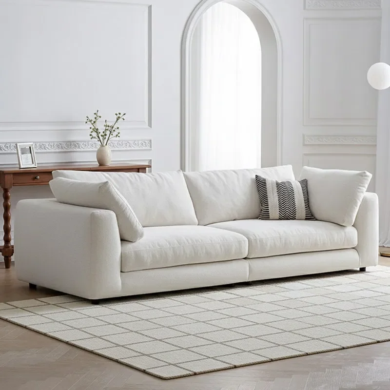 Retro Cream Wabi Style Modern Simple Fabric Living Room Straight Sofa Combinationl16