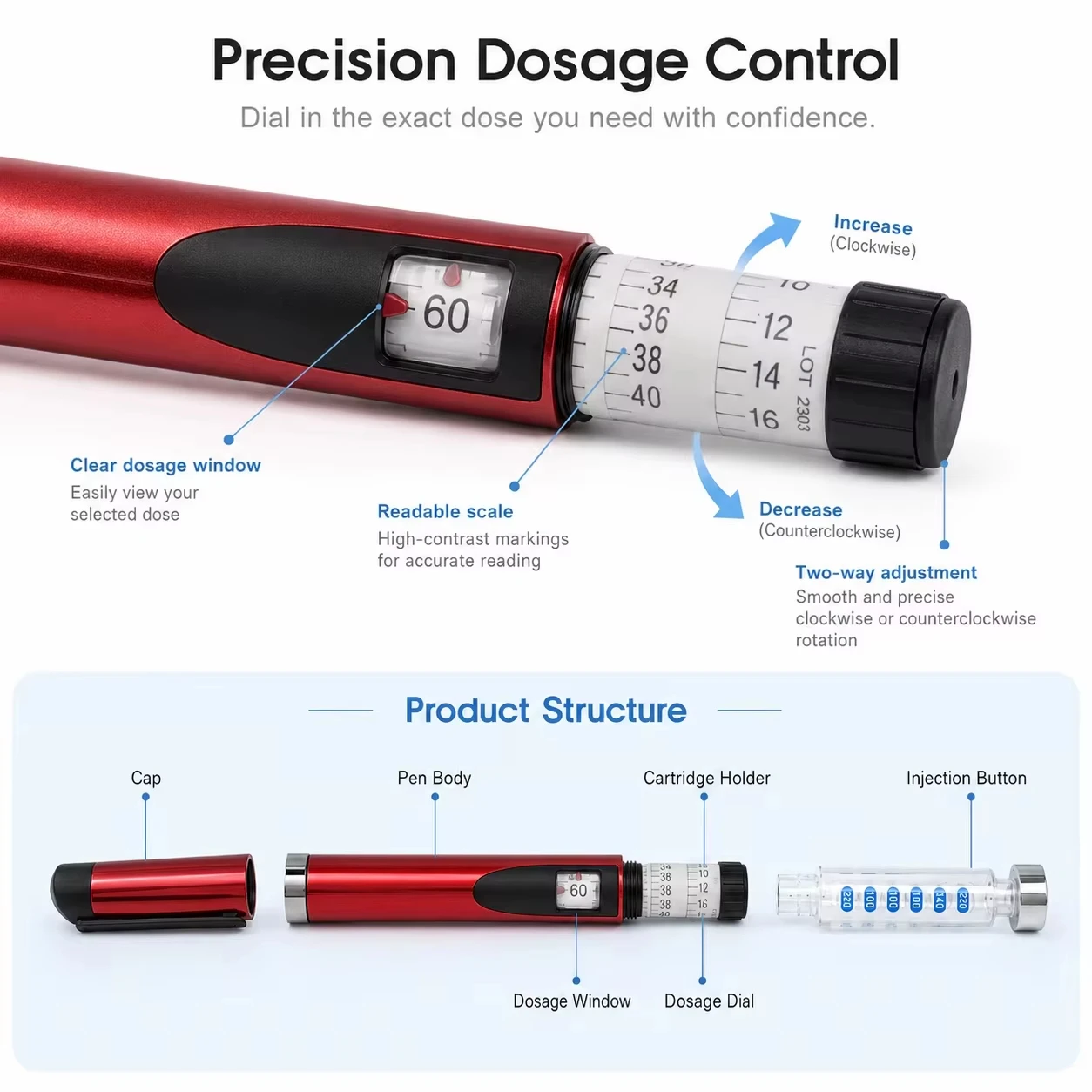 Reusable Insulin Injection Pen Home Travel Use Empty Injection Pen 3ml Without Cartridge Bottle Disposable Needles With Box