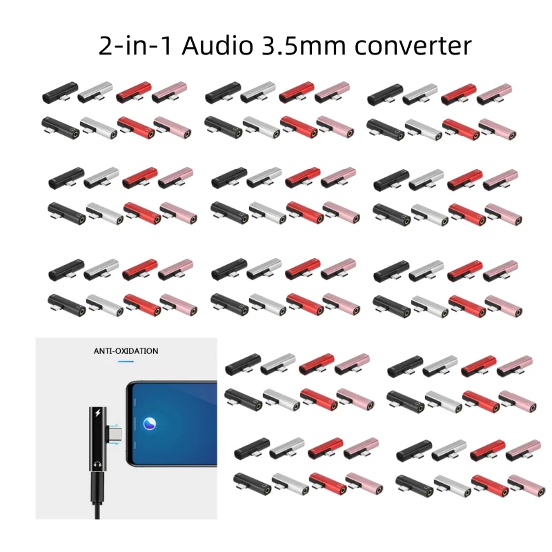 5/3/1pcs 2in1 USB C To AUX 3.5mm Audio Cable PD60W Fast Charging Cable Type C To 3.5mm Aux Cable For Redmi Huawei Earphone