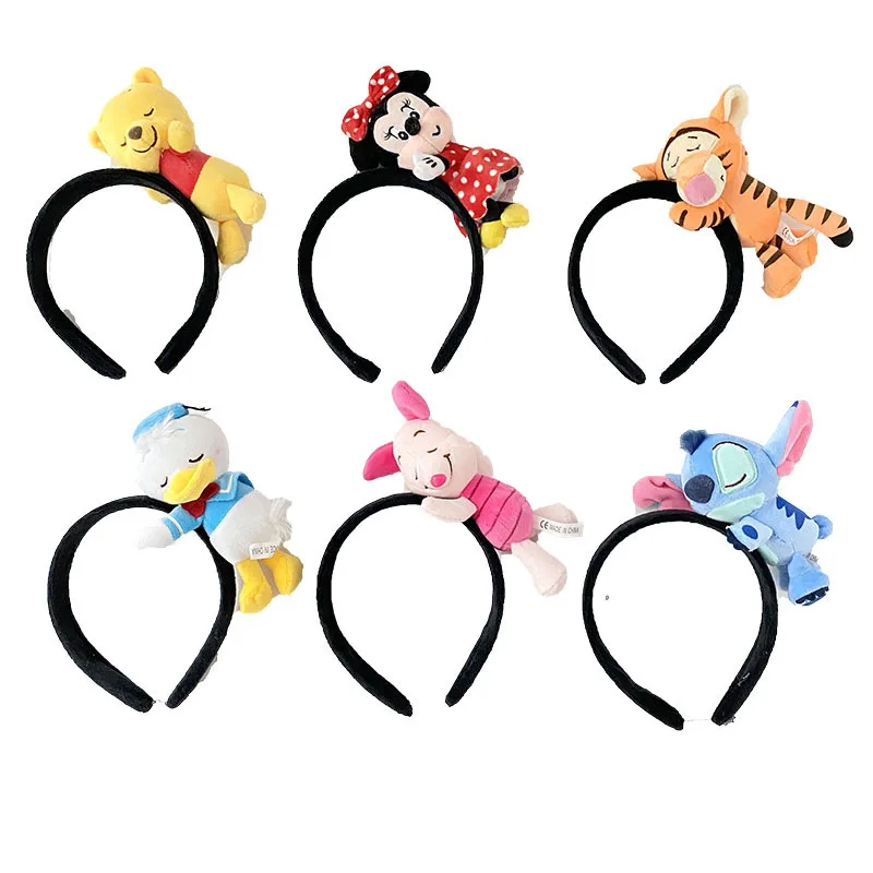 Hot Disney Mickey Ears Hairband For Girl Minnie Mouse Headband Women Winnie The Pooh Headwear Female Wash Face Accessories Gift