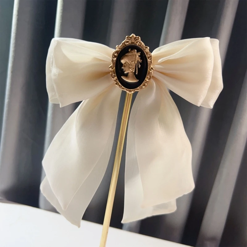 Vintage Ribbon Bow Tie Collar Pin Brooch Women Organza Neck Tie Bowknot Collar Dropshipping