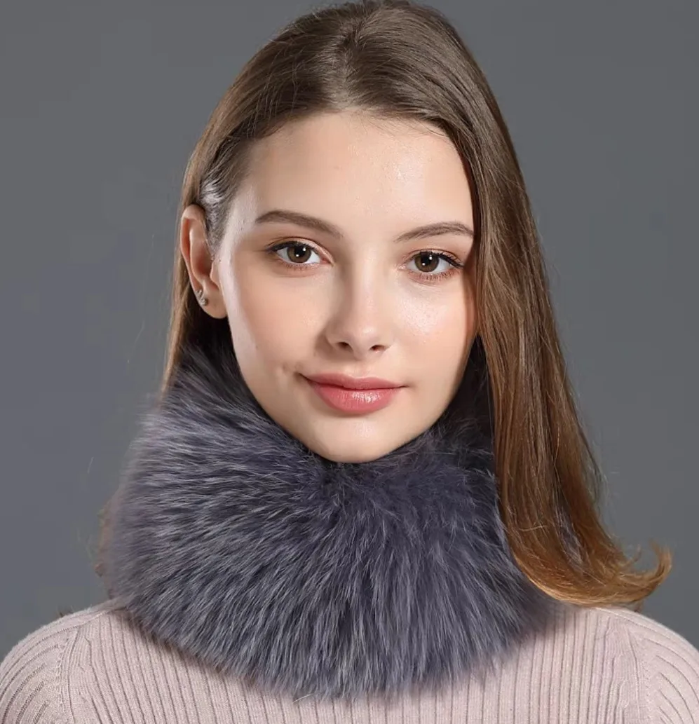 

CX-E-17 Natural Colour Genuine Fox Fur Elastic Hair Band Neck Warmer Real Fur Scarf