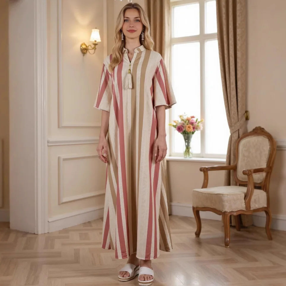 

Muslim Women's Summer Fashion Casual Dress Vacation Outfit Dubai Women's Abaya Robe Abaya Ramadan Dubai Luxury Islam Elegant