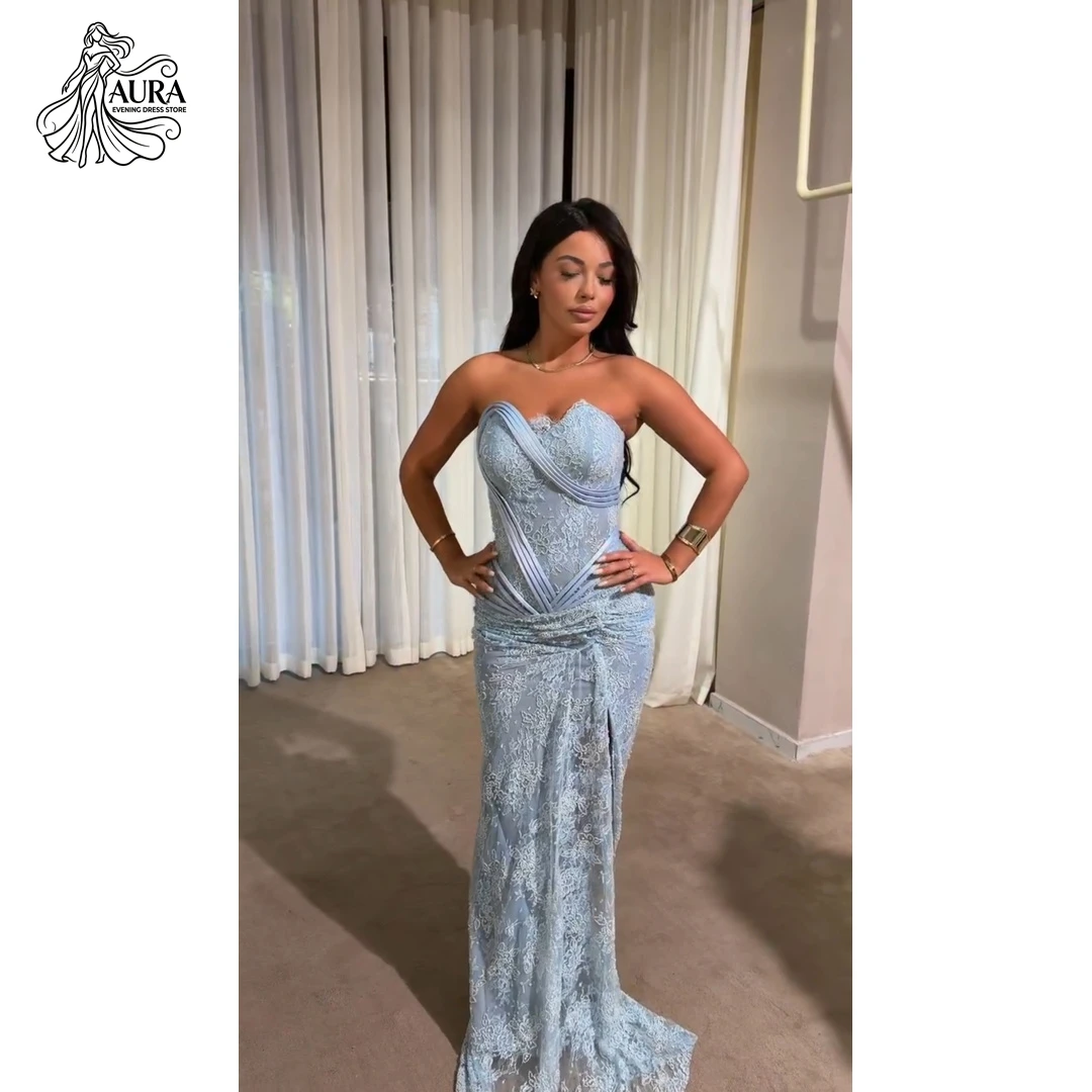 

Aura Fishtail Skirt Prom Dresses 2026 Luxury Women's Elegant Party Dress Blue Customized Ball Gowns Lace Embroidery Evening Gala