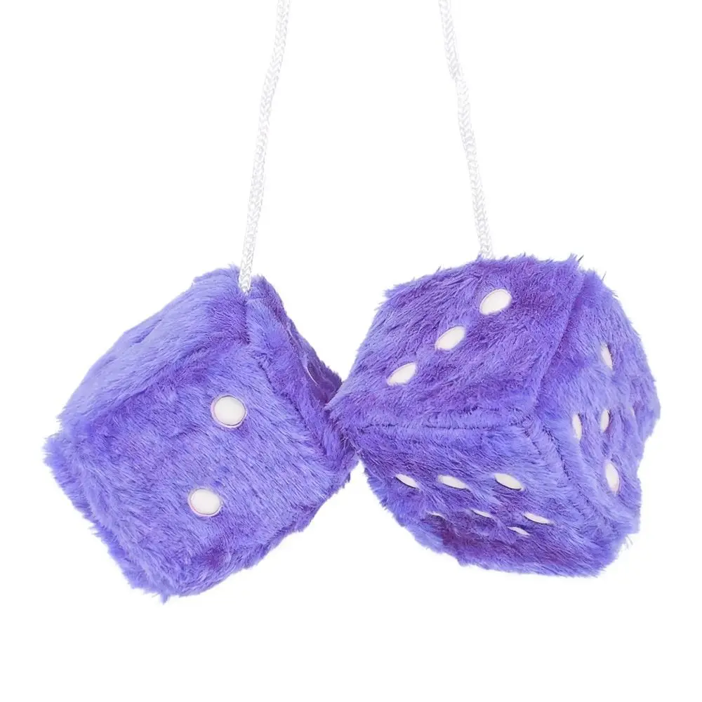 6cm Long Plush Dice Fuzzy Plush Multicolor Design Car Hanging Ornament Hot Stamping Velvet Material Rearview Mirror Decoration