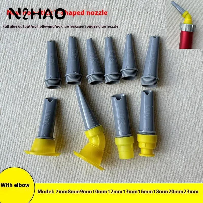 15Pcs Caulk Finisher Caulking Nozzle Tips Kit Replacement With Connection Bases For Bathroom Glass Doors V-shaped Gluing Nozzle